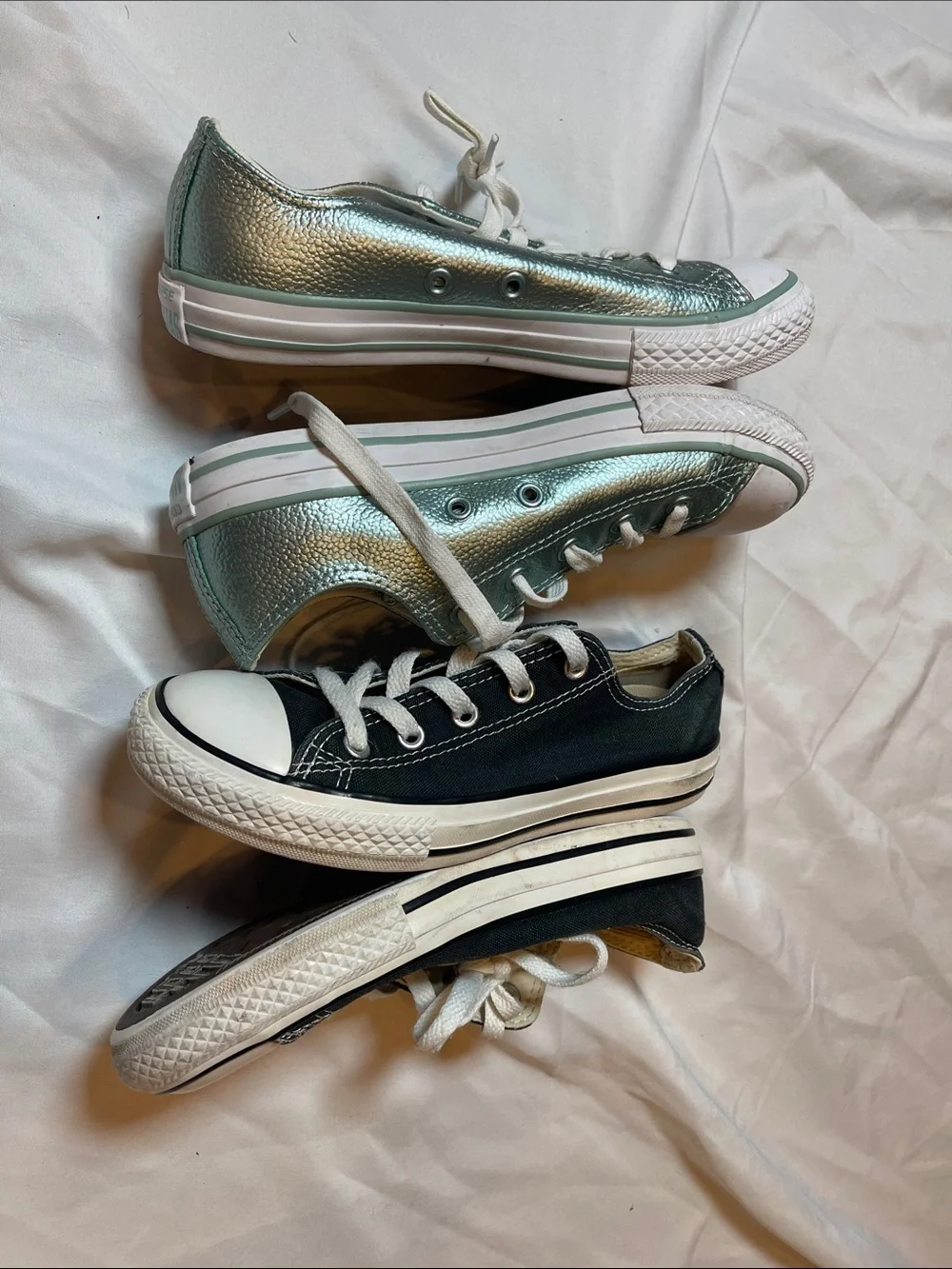 Converse Kids Low-Top Sneakers in Metallic Teal and Black